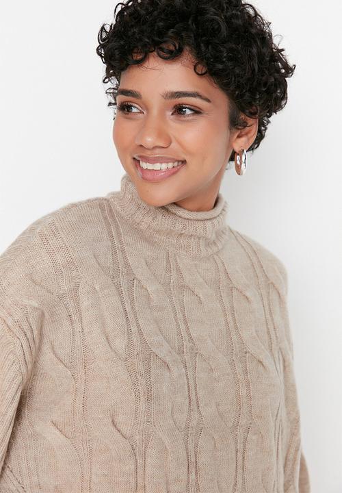 Trendyol - Regular turtleneck sweater - beige