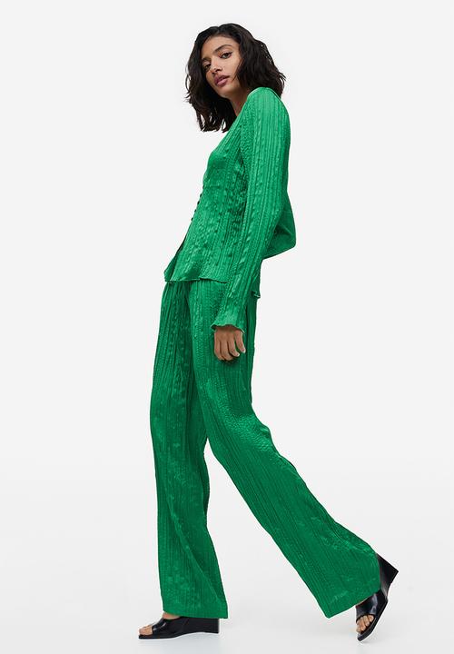H&M - Pleated satin blouse - green
