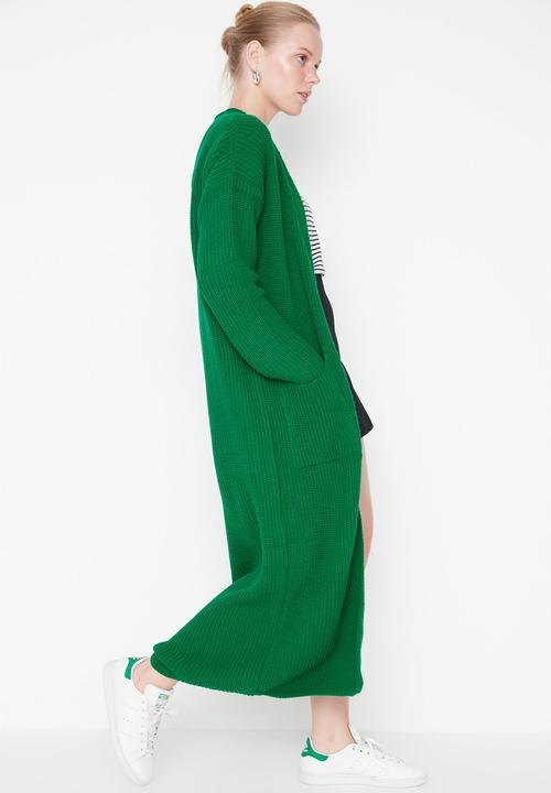 Trendyol - Long basic cardigan - green