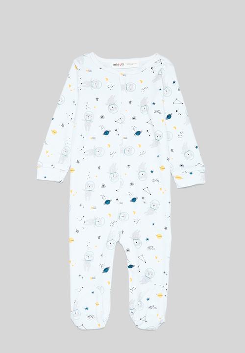 MINOTI - 2 Pack sleepsuits - white & grey