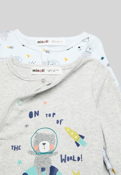 MINOTI - 2 Pack sleepsuits - white & grey