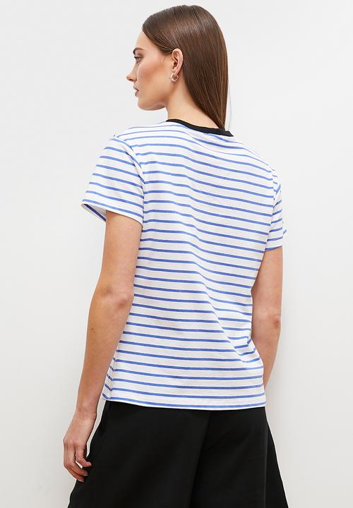 edit - Striped t-shirt contrast neckline - blue stripes