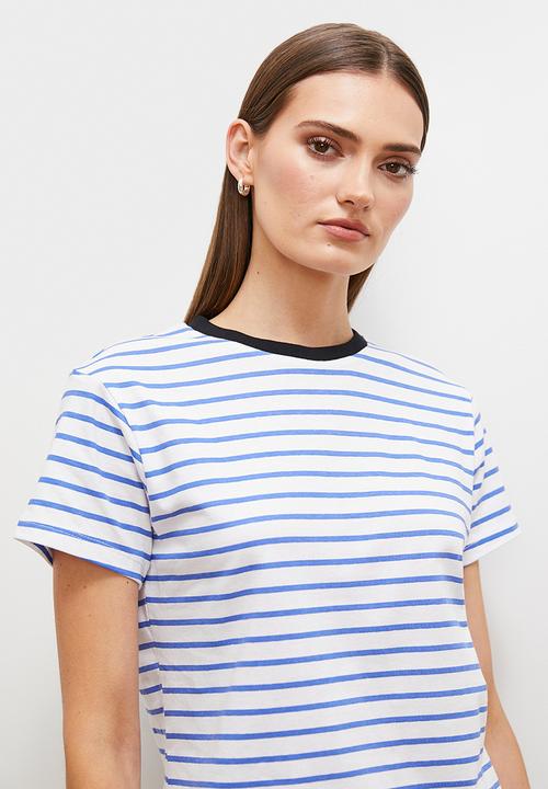 edit - Striped t-shirt contrast neckline - blue stripes