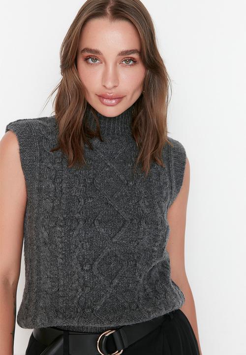 Trendyol - Sleeveless sweater vest - anthracite