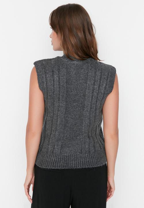 Trendyol - Sleeveless sweater vest - anthracite