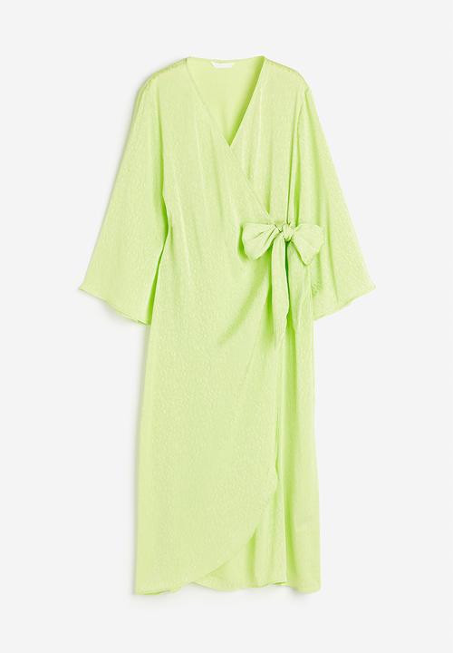 H&M - Jacquard-weave wrap dress - lime green