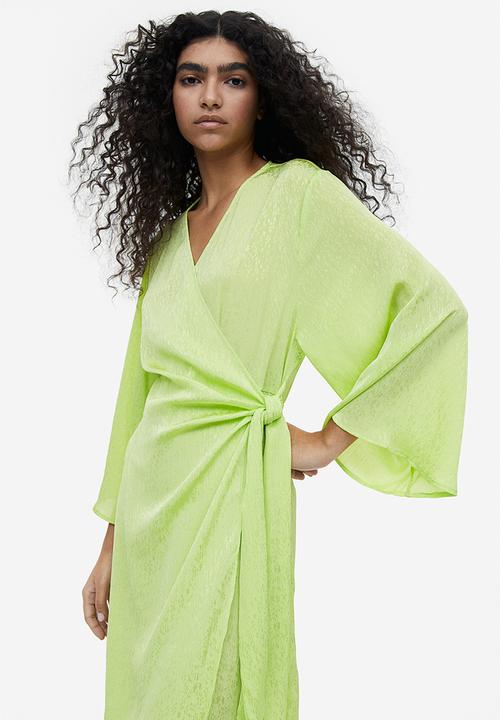 H&M - Jacquard-weave wrap dress - lime green