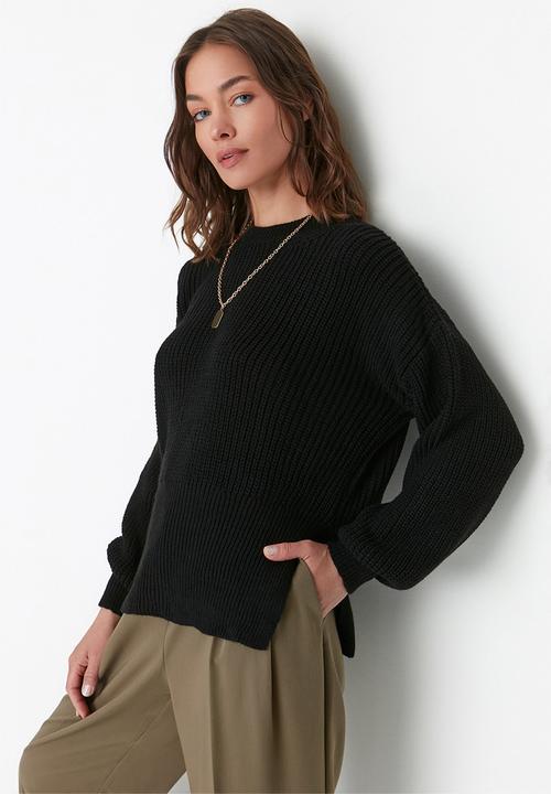 Trendyol - Crew neck basic sweater - black