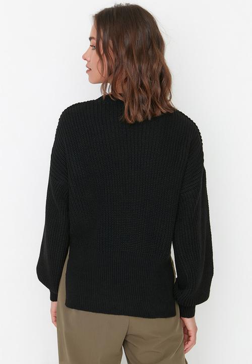 Trendyol - Crew neck basic sweater - black