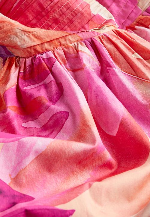 H&M - Patterned mini dress - cerise leaves
