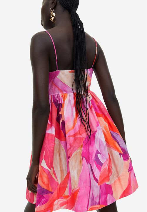H&M - Patterned mini dress - cerise leaves