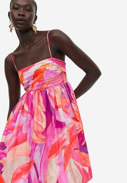 H&M - Patterned mini dress - cerise leaves
