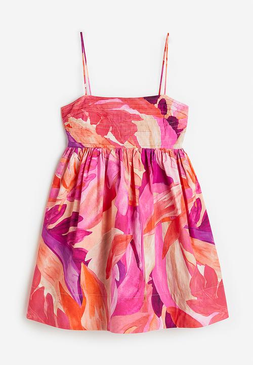 H&M - Patterned mini dress - cerise leaves