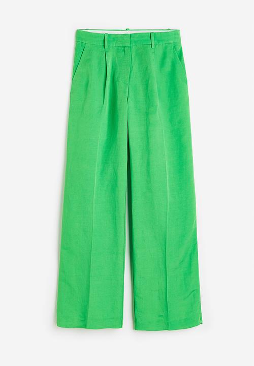 H&M - Wide linen-blend trousers - green