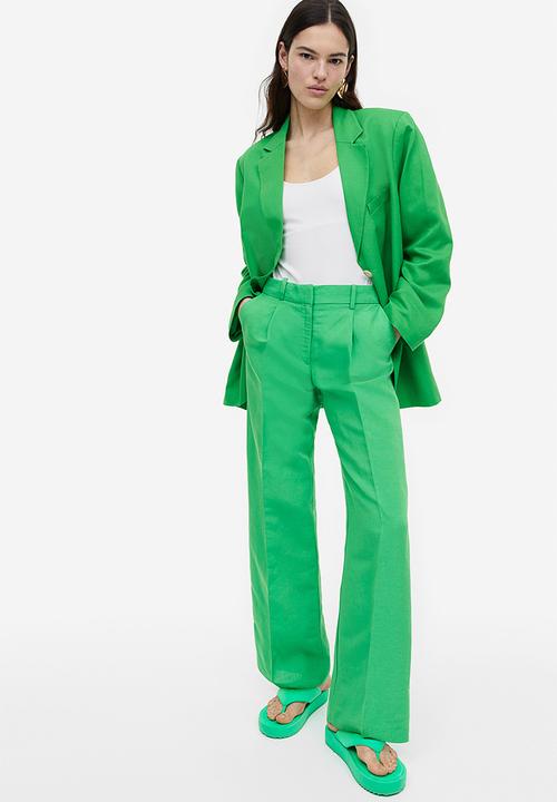 H&M - Wide linen-blend trousers - green