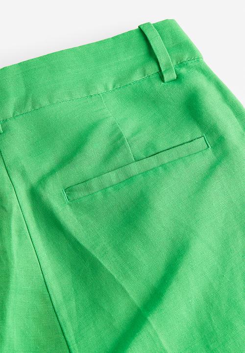 H&M - Wide linen-blend trousers - green