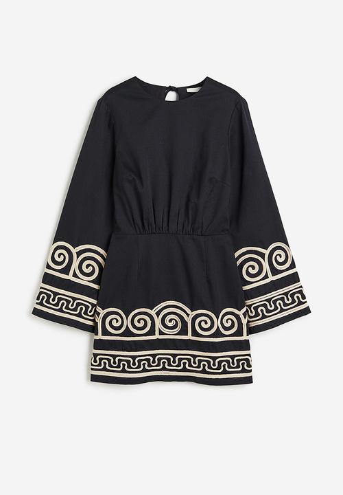 H&M - Embroidered lyocell-blend dress - black