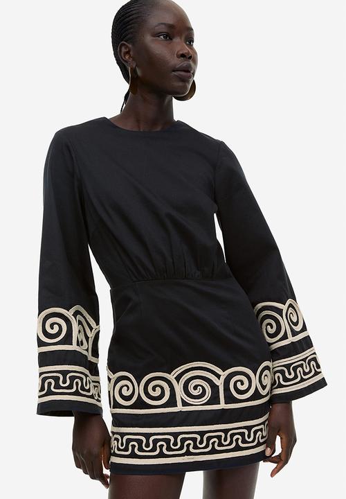H&M - Embroidered lyocell-blend dress - black