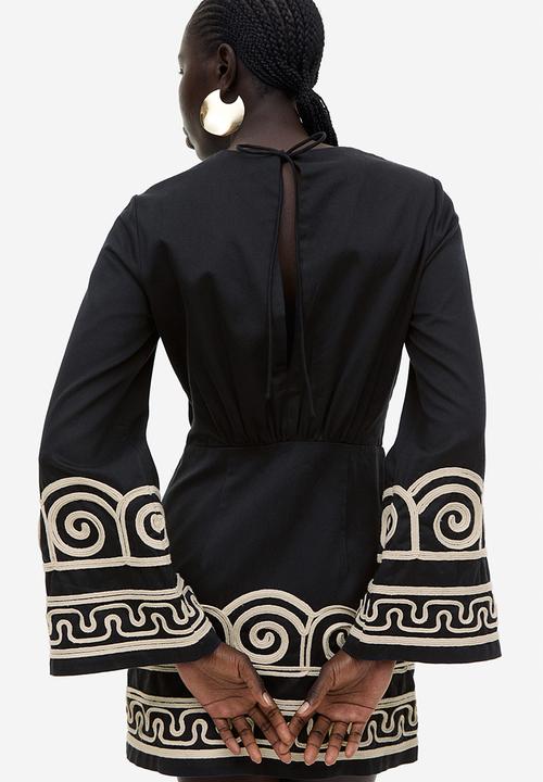 H&M - Embroidered lyocell-blend dress - black