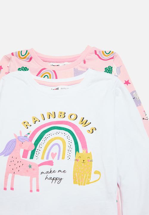 MINOTI - Girls 2 pack rainbows pyjama sets - multi