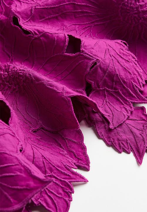 H&M - Embroidered cotton dress - purple