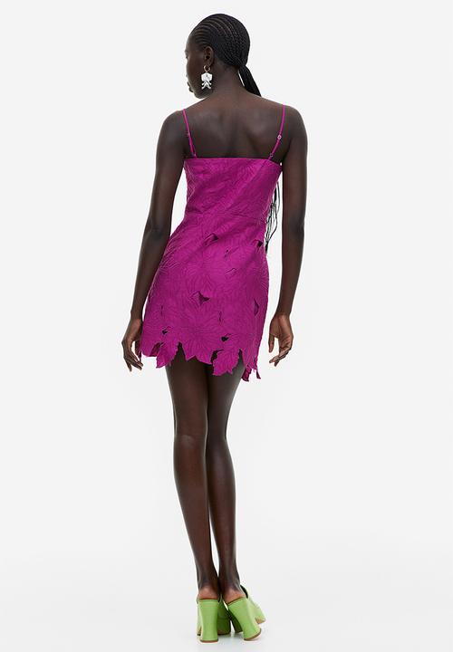 H&M - Embroidered cotton dress - purple