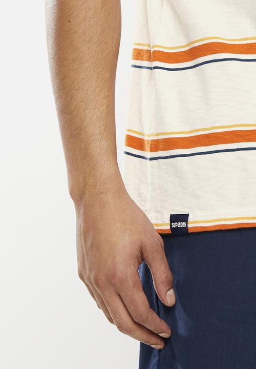 Superdry. - Vintage textured stripe tee - off white stripe