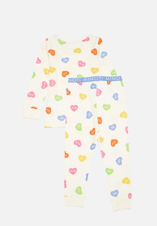 MINOTI - Girls 2 pack hearts aop pyjama set - multi