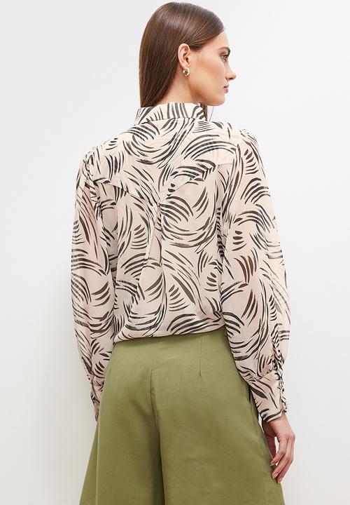 edit - Bell sleeve shirt - ecru based swirl