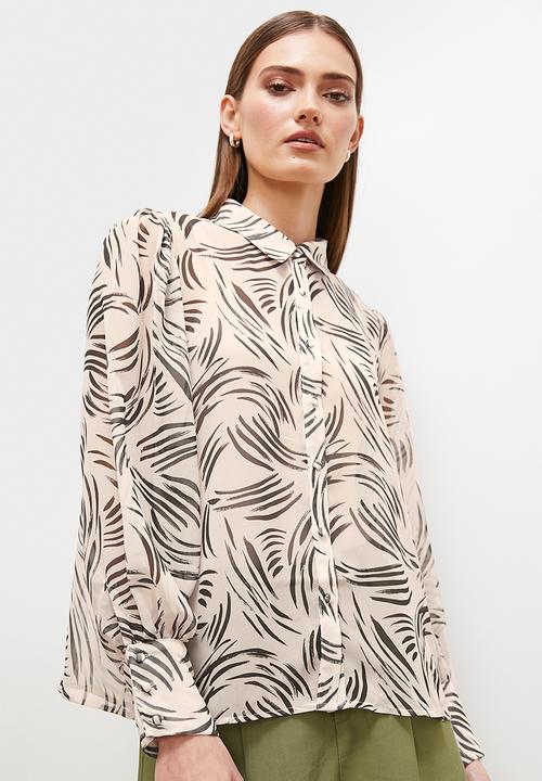 edit - Bell sleeve shirt - ecru based swirl