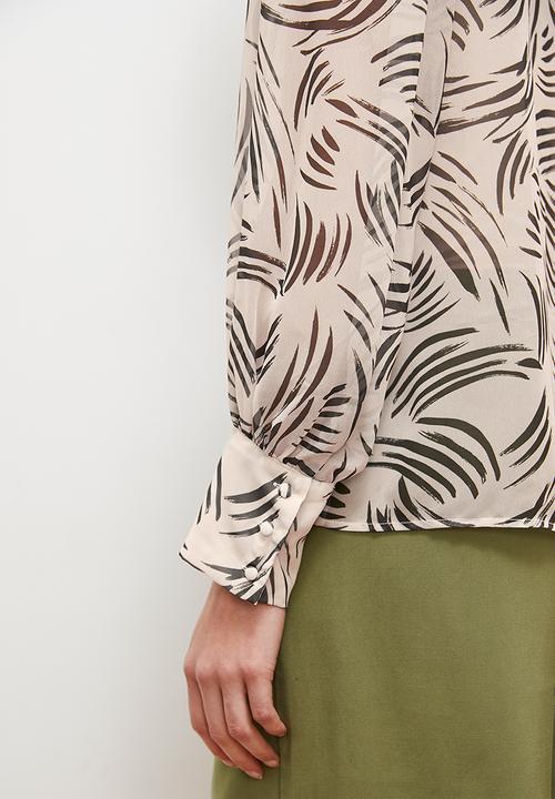 edit - Bell sleeve shirt - ecru based swirl