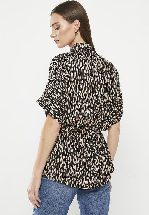 Stella Morgan - Printed belted blouse - beige