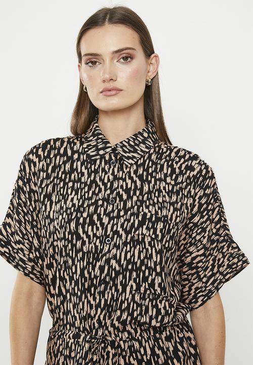 Stella Morgan - Printed belted blouse - beige