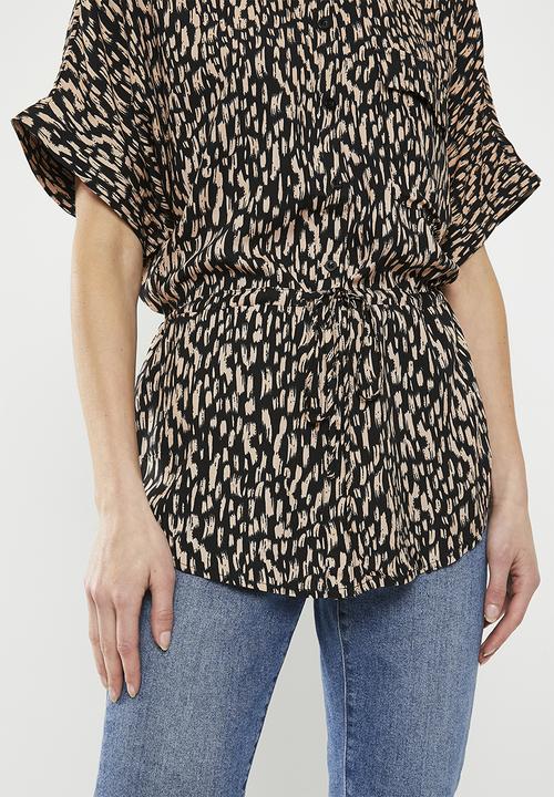 Stella Morgan - Printed belted blouse - beige