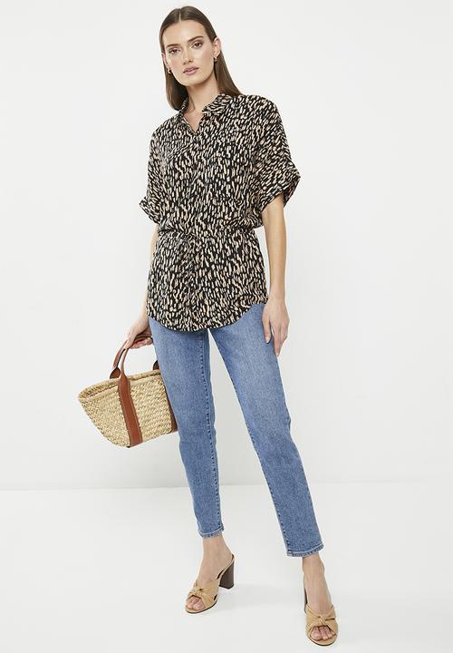 Stella Morgan - Printed belted blouse - beige
