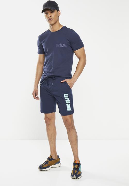 urban° - Mens urban core terry fleece short - black iris