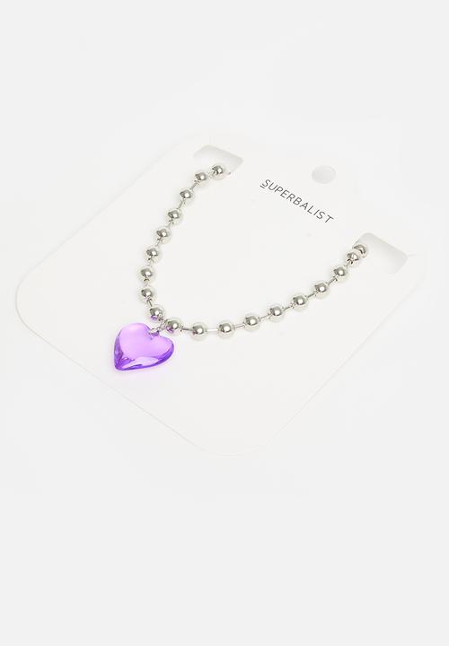 Superbalist - Heart pendant necklace - silver & purple