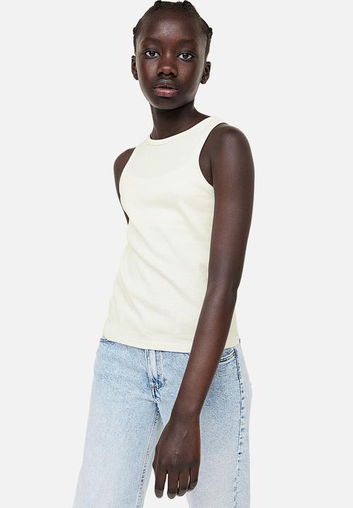 H&M - Ribbed cotton vest top - white