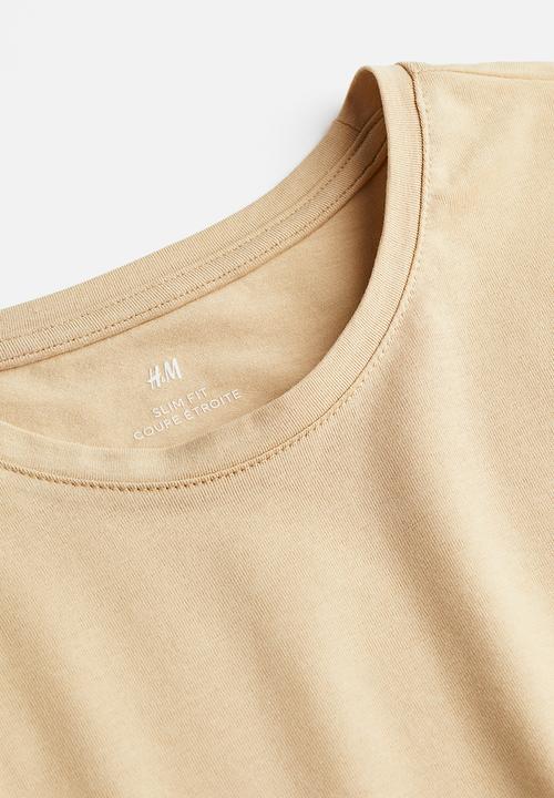 H&M - Slim fit round-necked T-shirt - beige