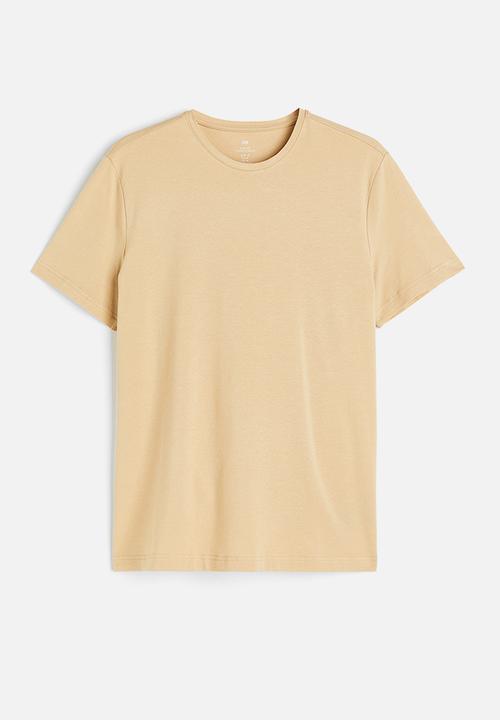 H&M - Slim fit round-necked T-shirt - beige
