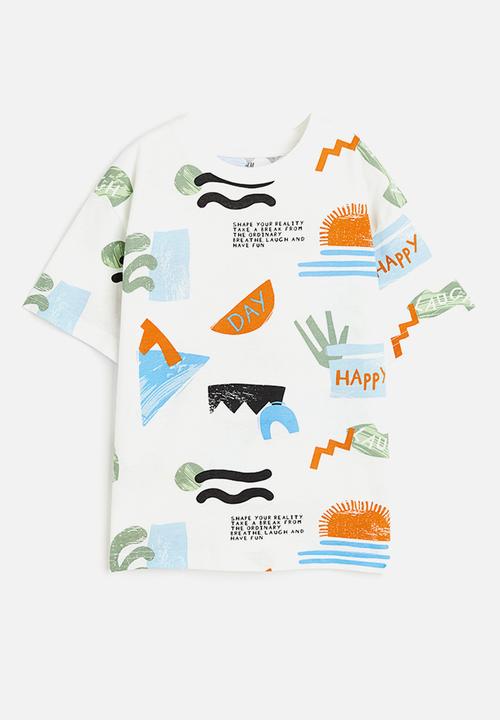 H&M - Jersey t-shirt - natural white patterned