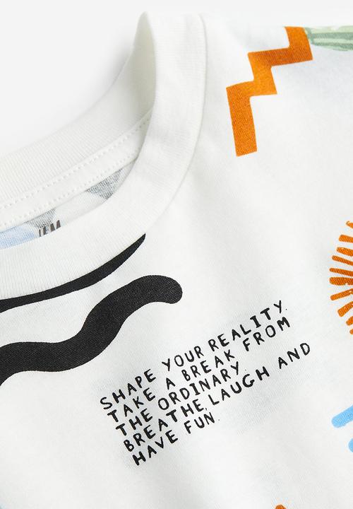 H&M - Jersey t-shirt - natural white patterned