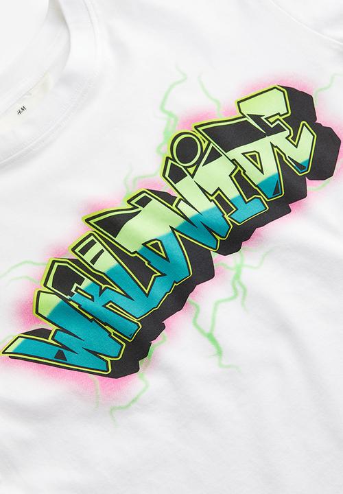 H&M - Printed jersey t-shirt - white / wrldwide 