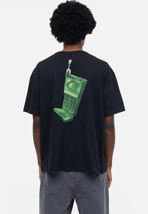 H&M - Relaxed fit printed T-shirt - black phone 