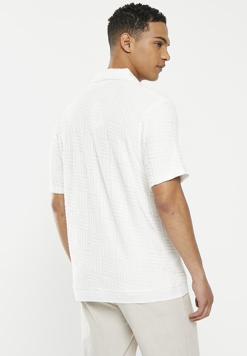 Ben Sherman - Terry textured polo - white