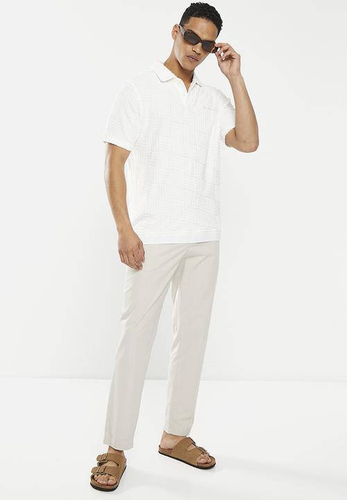 Ben Sherman - Terry textured polo - white