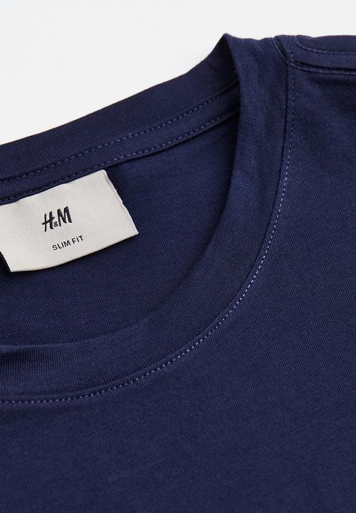 H&M - Slim fit pima cotton T-shirt - dark blue 