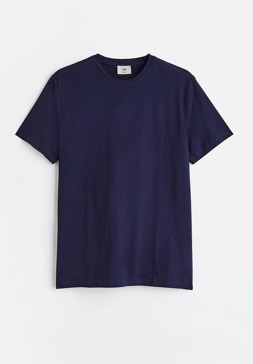 H&M - Slim fit pima cotton T-shirt - dark blue 