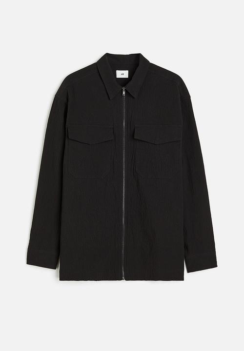 H&M - Regular fit textured overshirt - black