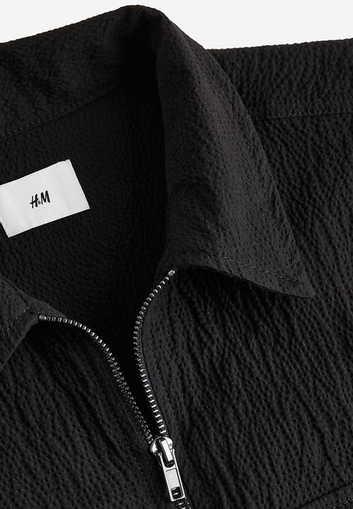 H&M - Regular fit textured overshirt - black
